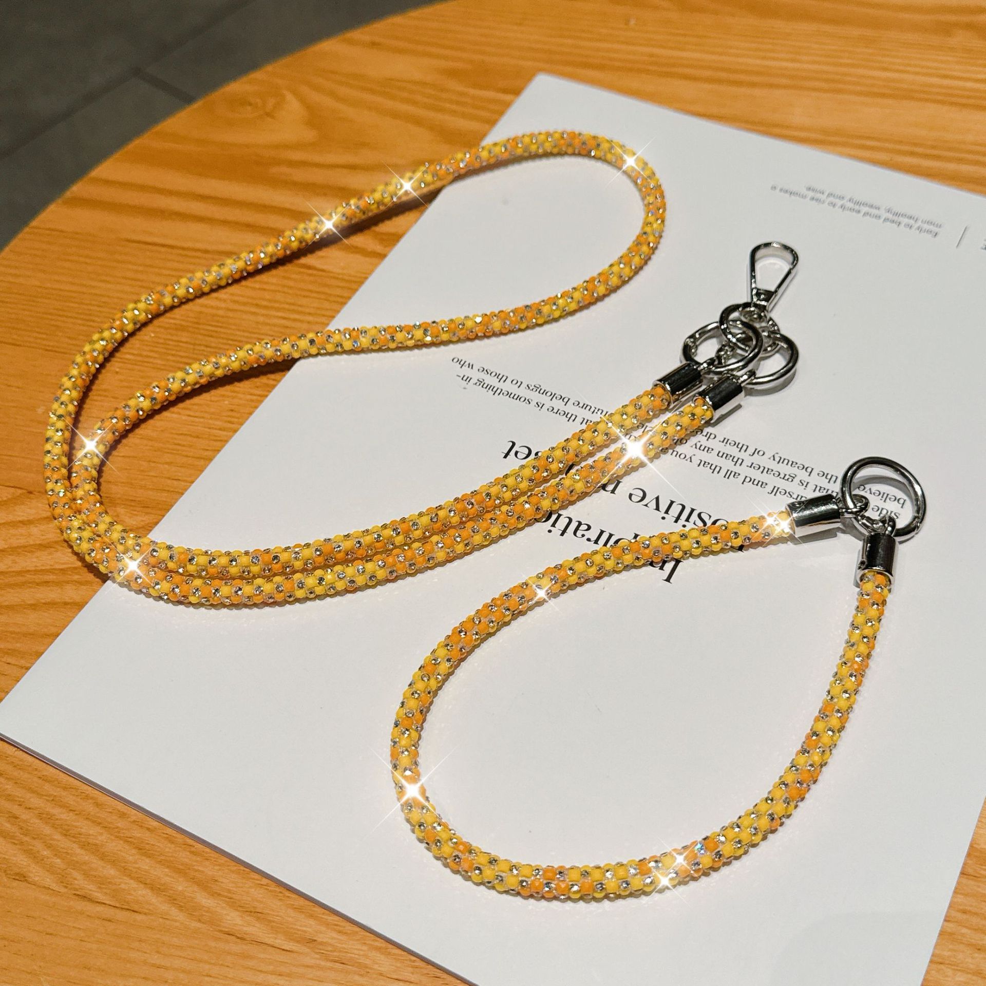 Mixed Colorful Diamond Multi-function Phone Lanyard Long Bag Crossbody Chain Badge Necklace Anti-loss Wrist Chain