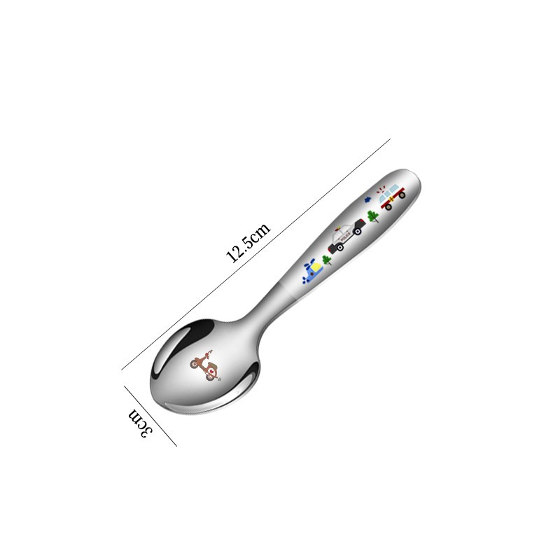 Children's cutlery knife fork spoon 304 stainless steel set 4-piece laser cartoon pattern western knife fork