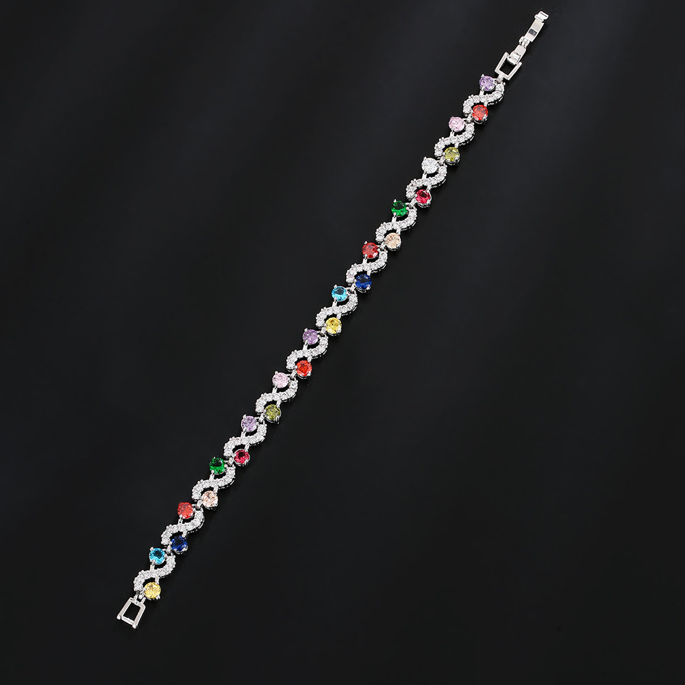 Rainbow crystal zircon bracelet popular full diamond party bracelet