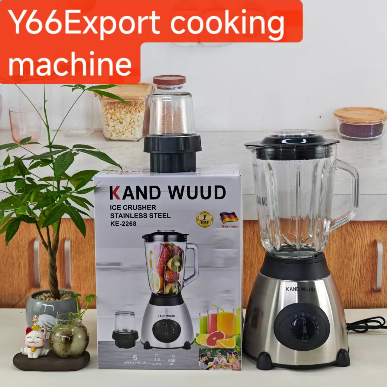 Blender 4L 8-in-1 Blender Stainless Steel Metal High-Speed Blender Large Capacity Juicer Meat Grinder