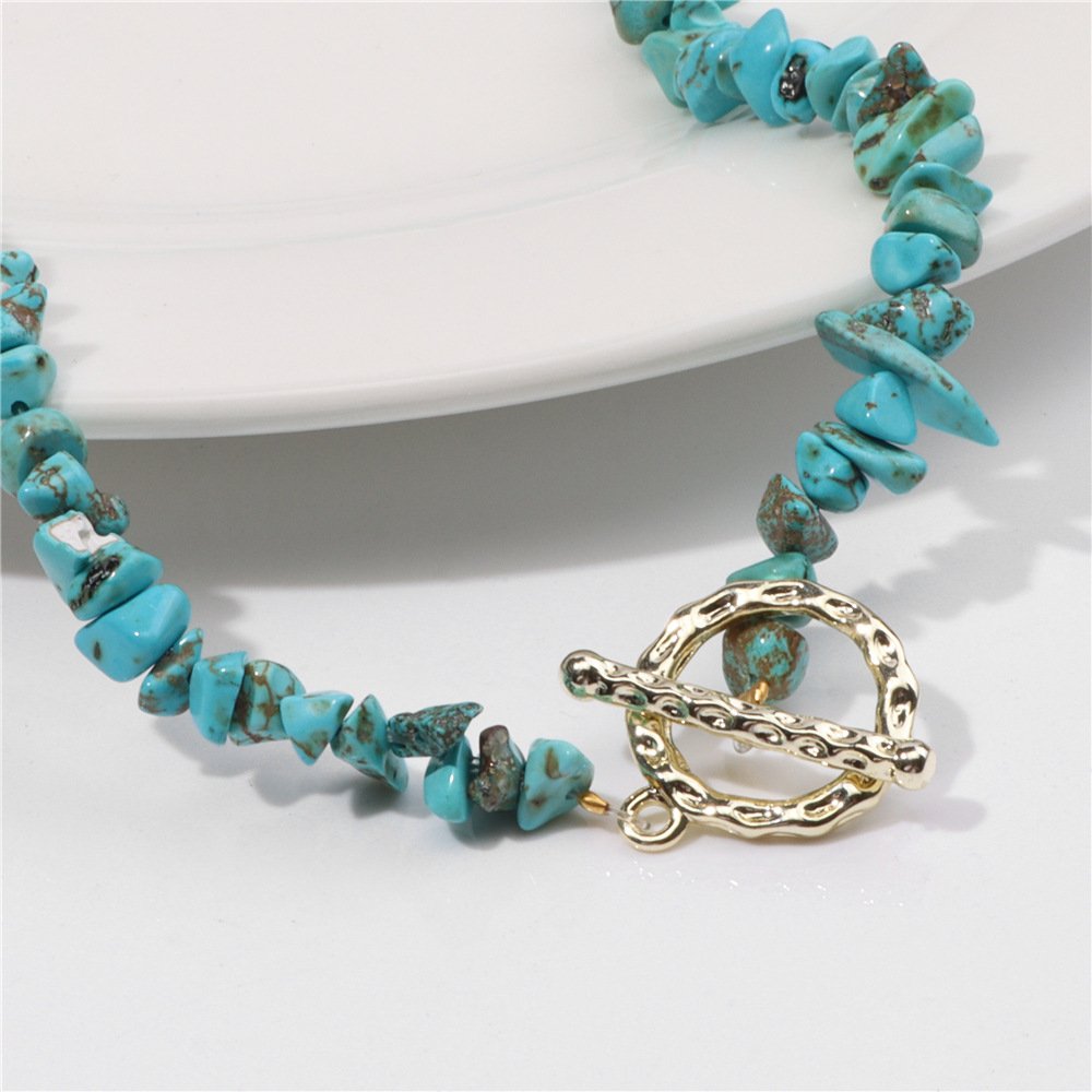 Crushed stone necklace for women irregular artificial stone beads OT clasp unisex necklace accessory