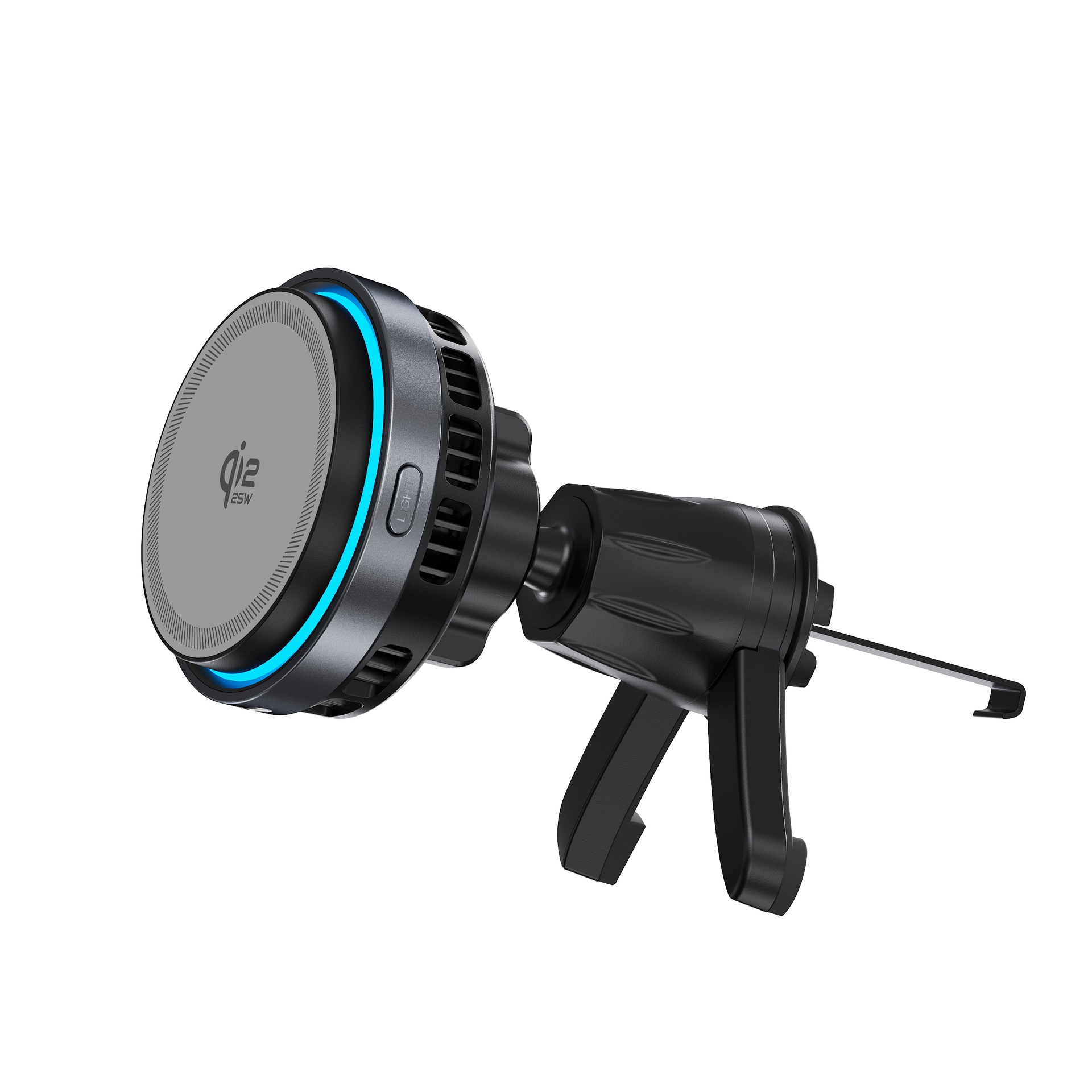 New TEC Cooling Car Wireless Charger with RGB Cool Colorful Ambient Light Car Phone Holder Wireless Charger