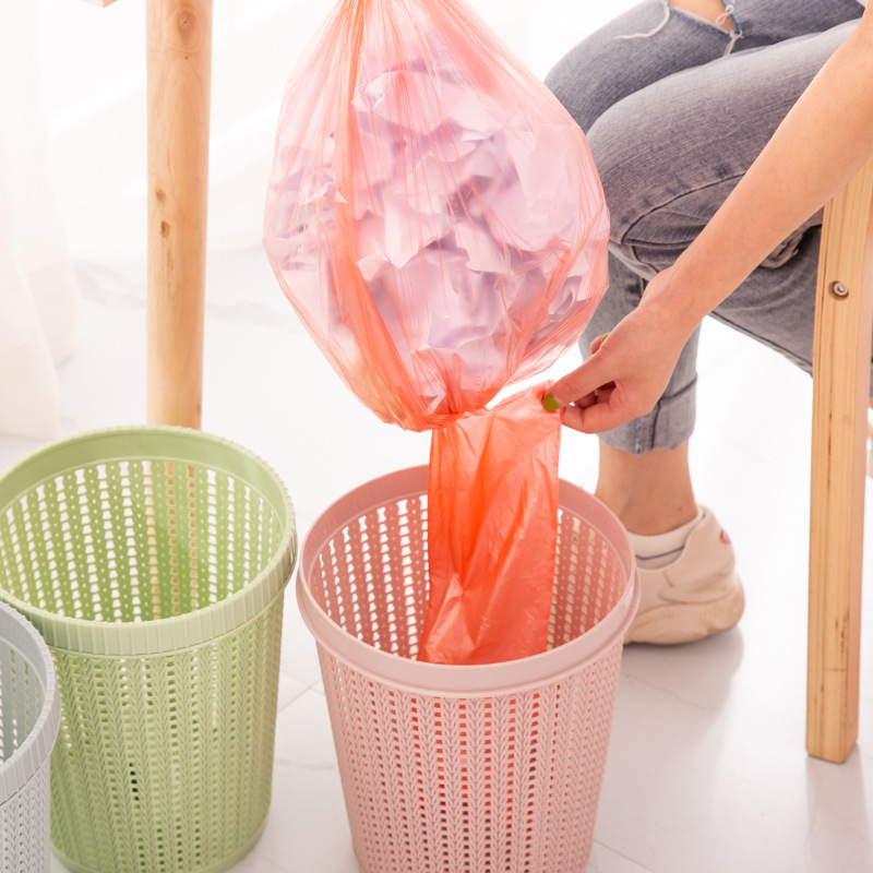 Indoor household press ring trash can living room kitchen automatic bag pull garbage bin bathroom lidless waste paper basket storage