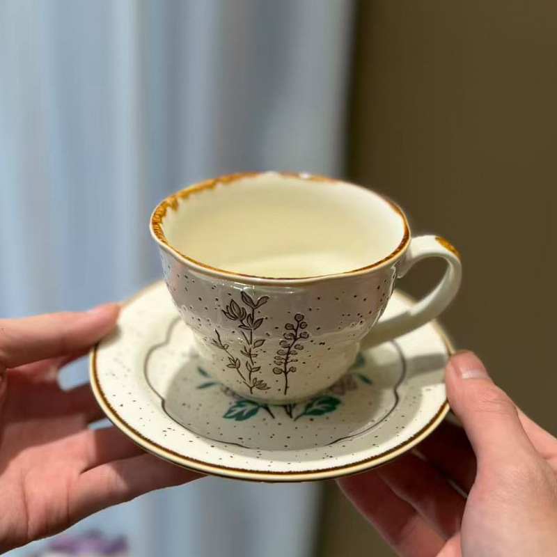 Floral coffee cup latte art latte afternoon tea stunning niche coffee cup saucer