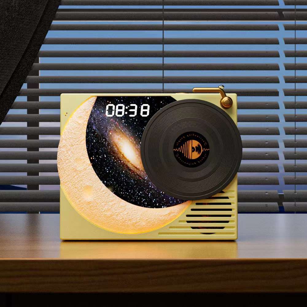 Lan Yue Starry Sky Clock Vinyl Bluetooth Speaker Record Player Gift Radio Audio