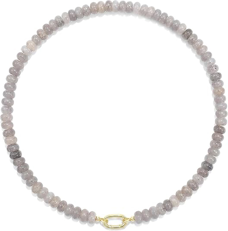 TK New Natural Stone Beaded Necklace Handmade Abacus Bead Collarbone Chain