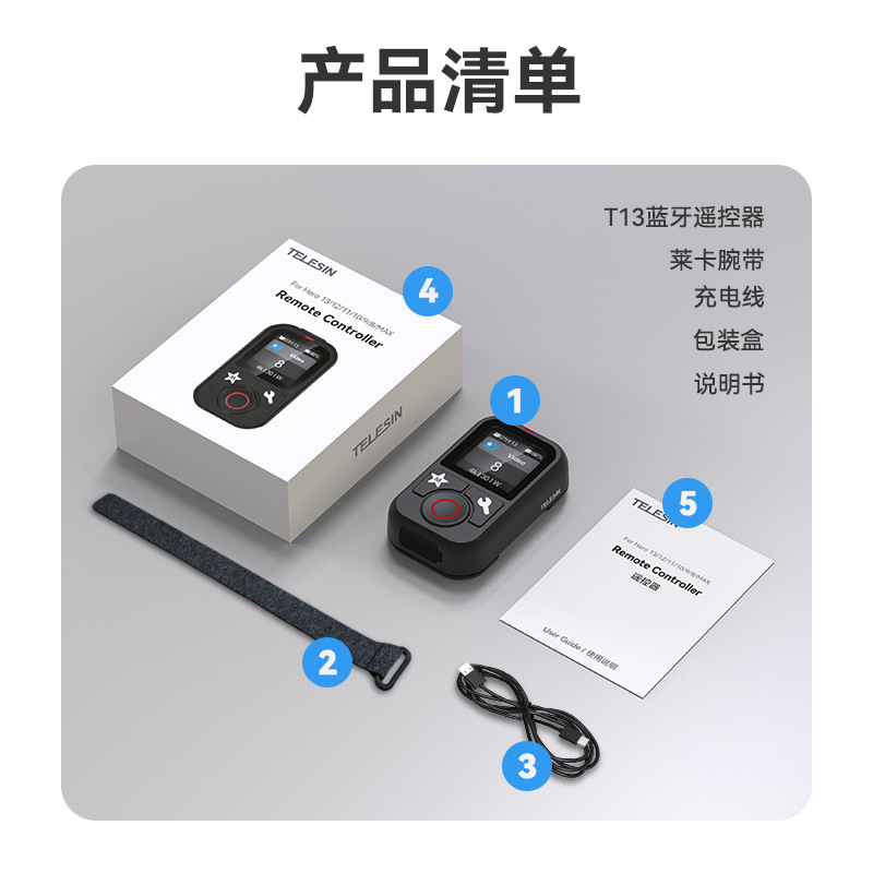 Taixun T13 Remote Control for GoPro13/12/11/10/9/Max, Color Screen Wireless Bluetooth Remote Control Long Battery Life