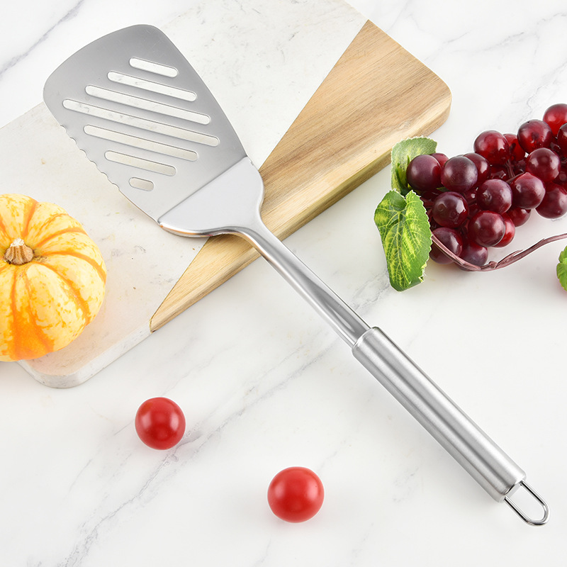 Round handle stainless steel spatula kitchen utensil set kitchen spoon spatula slotted spoon rice spoon meat fork utensil cooking 11-piece set