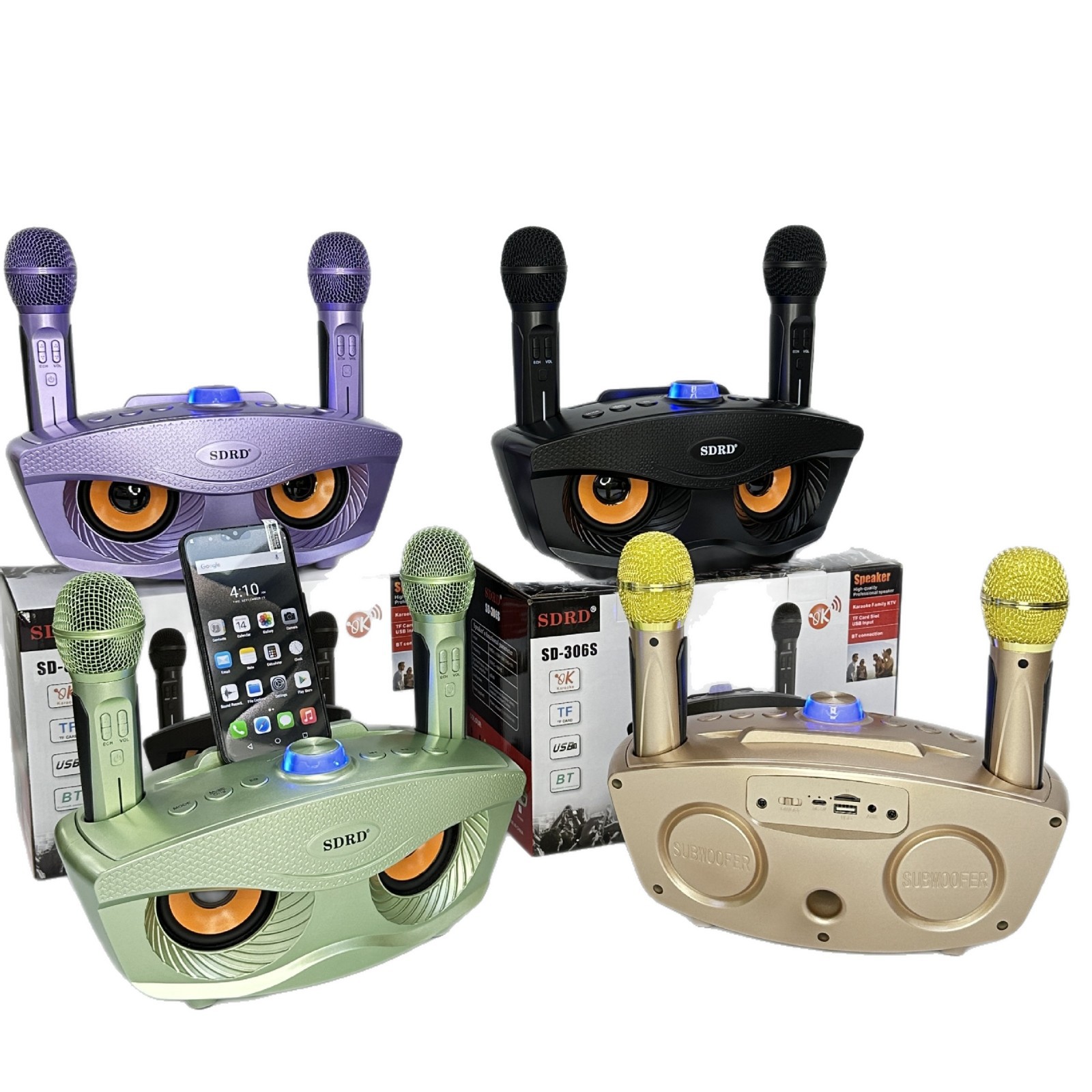 Owl SD-306S Outdoor Portable K-Song Bluetooth Speaker Wireless Microphone Home Children Singing