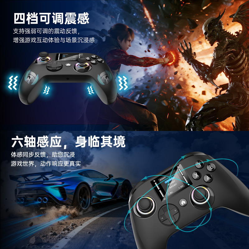 [Full Function] Type-C Interface RGB Light Gaming Controller Six-Axis Motion Sensing Macro Programming Gamepad
