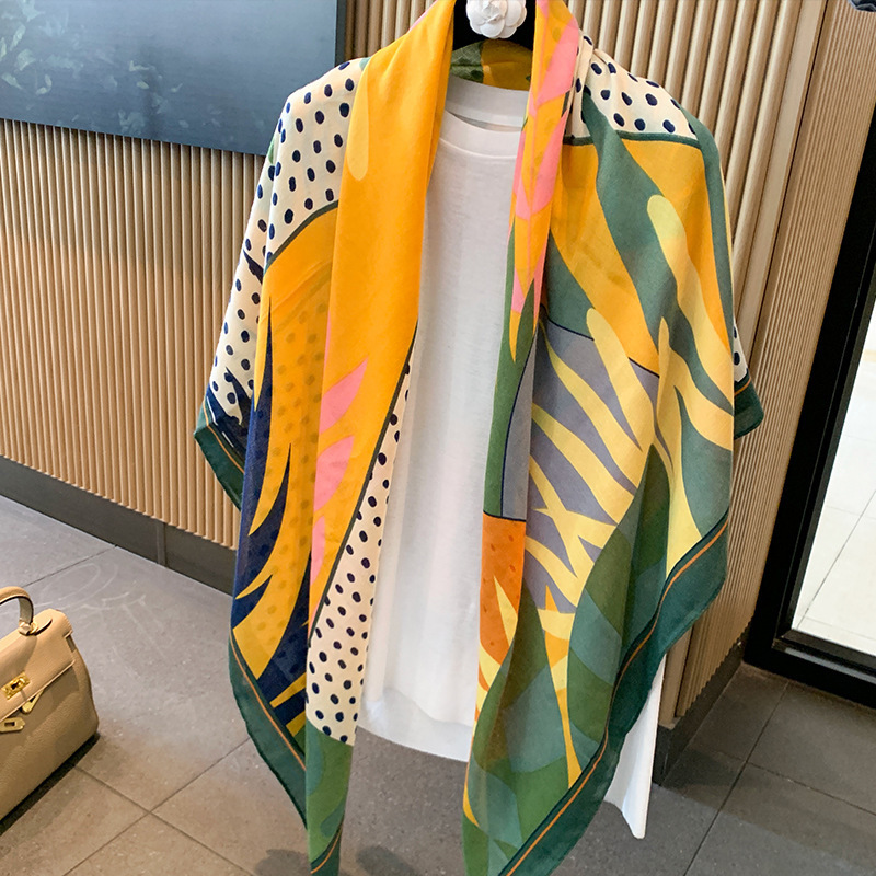 Small plaid linen scarf for women, summer thin sunscreen large square scarf, air-conditioned room outer layer shawl scarf