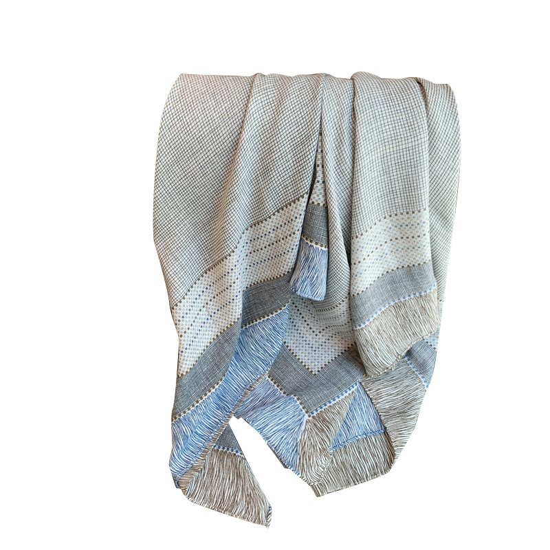 Small plaid linen scarf for women, summer thin sunscreen large square scarf, air-conditioned room outer layer shawl scarf