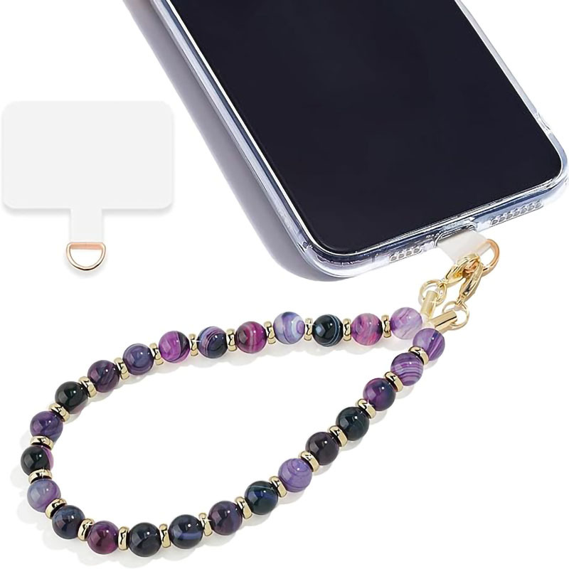 Pendant Beaded Phone Chain Stone Amethyst Obsidian Natural Stone Hanging Decoration