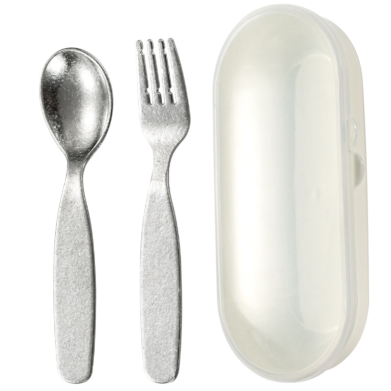 Children's spoon fork pure titanium storage feeding spoon household cute baby cutlery set soup spoon pure titanium small spoon