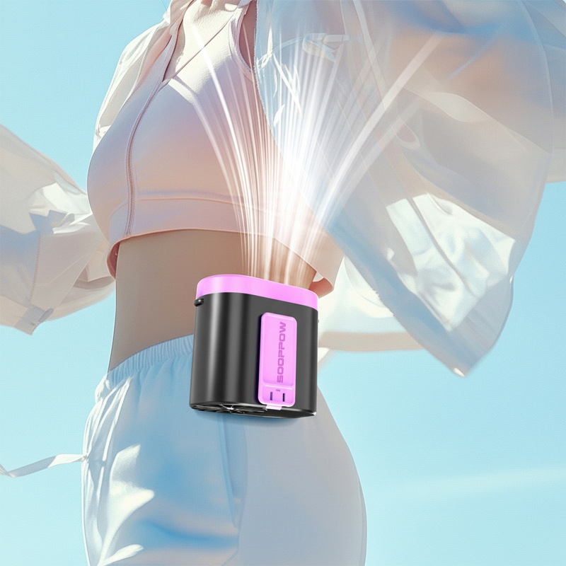 Summer Wear on Waist Cooling and Heat Relief High Speed Small Electric Fan Travel Clip Waist Outdoor Flashlight Portable