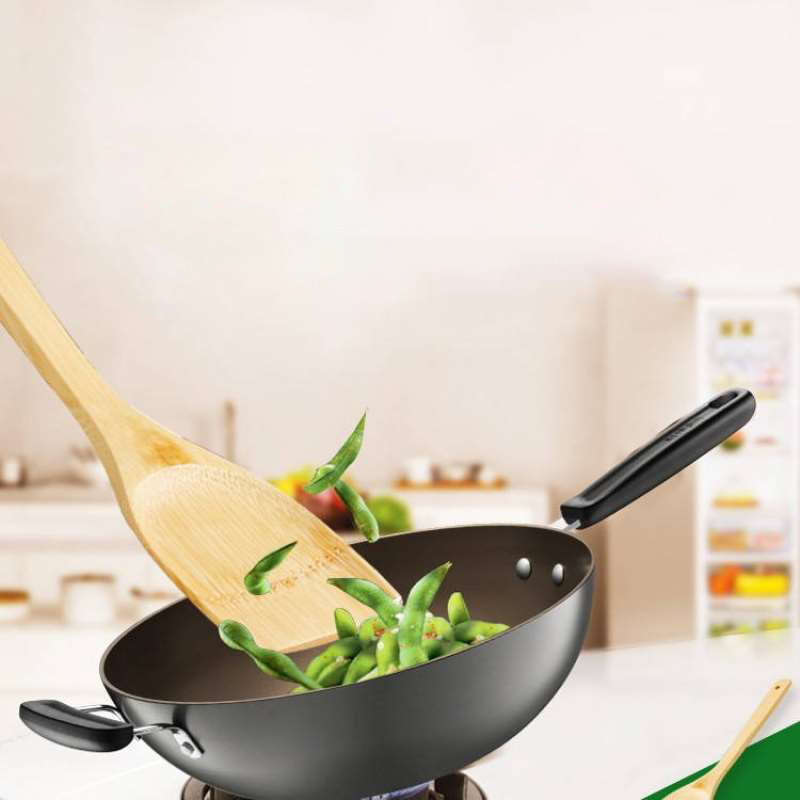 Bamboo wood spatula, non-stick pan long-handled spatula, frying pan not damaging pan, kitchen tool bamboo spatula set, household wooden rice spoon