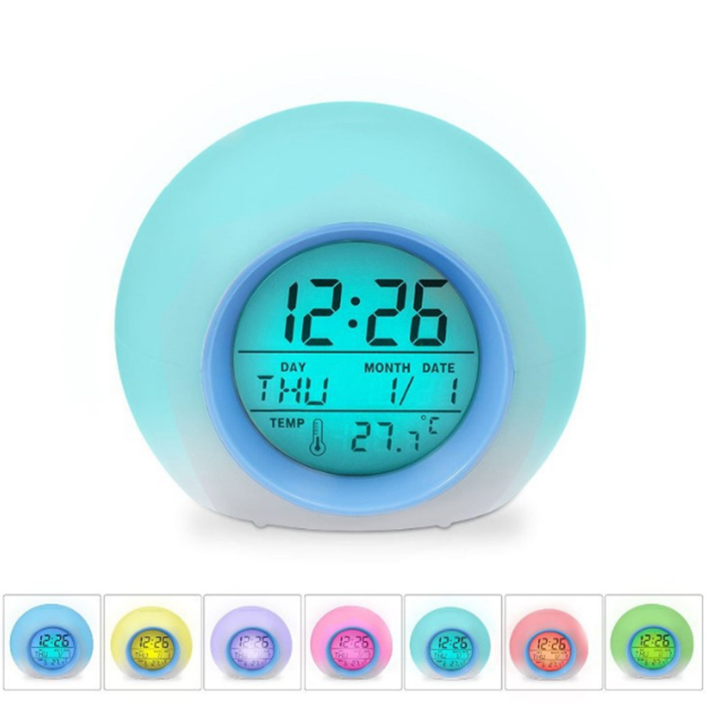 Natural Sound Colorful Alarm Clock Multifunctional Color-Changing Timer Clock Lazy Electronic Silent Alarm Clock