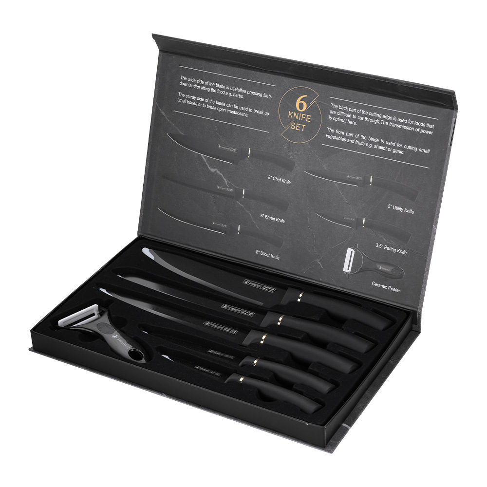 Jiakang Kitchen Knife Set Black Blade Six-Piece Knife Household Stainless Steel Slicing Knife Fruit Knife