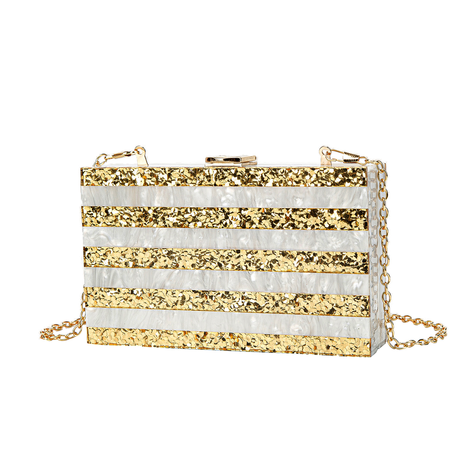 2023 New Evening Bag Striped Stitching Pearlescent Acrylic Clutch Bag Crossbody Exclusive