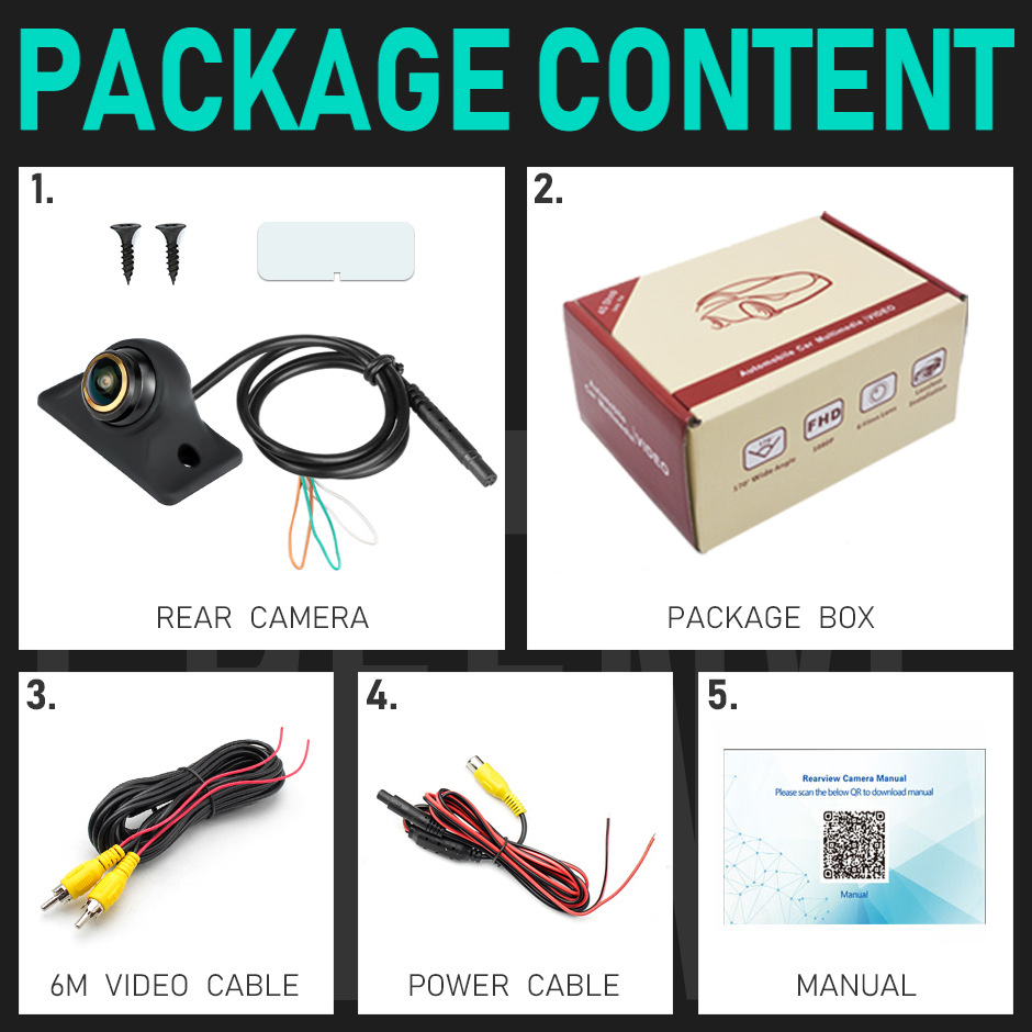 AHD car camera reversing image 360 degree HD wide angle night vision 1080P fisheye rear view silicone