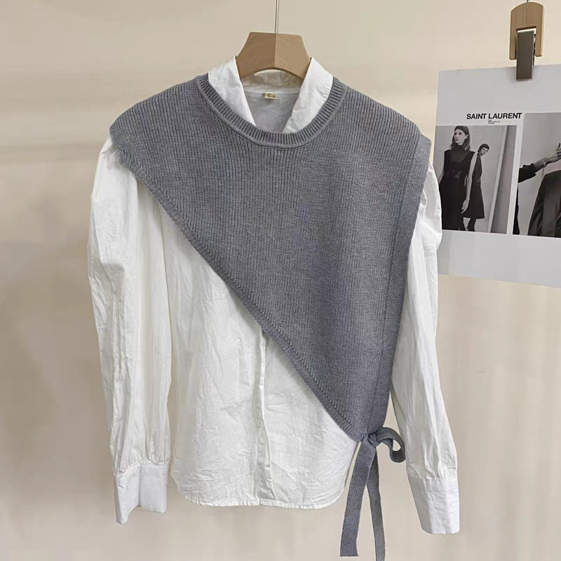 Thin simple striped shawl autumn and winter knitted scarf small cape outer fake collar