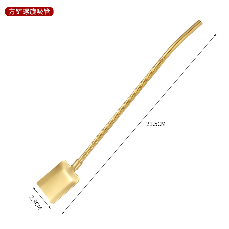 304 stainless steel straw spoon threaded watermelon spoon shovel straw spoon beverage coffee stirring spoon dessert spoon