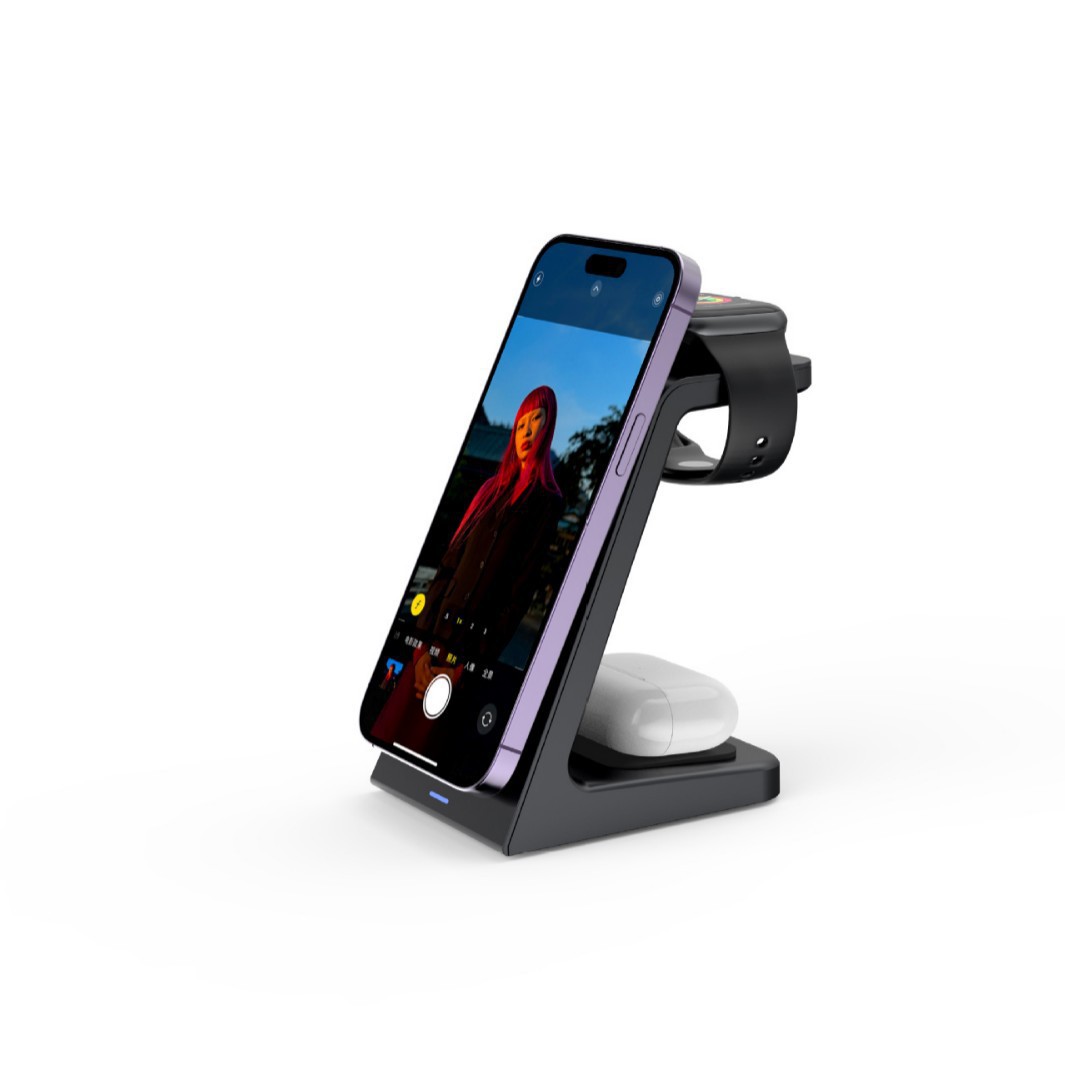 Three-in-one magnetic wireless charger compatible with Apple watch phone desktop charger 15W fast charging charging stand
