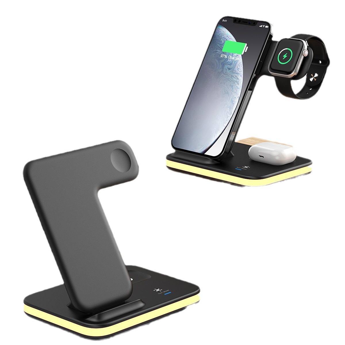 Multi-function wireless charger multi-function wireless charger stand wireless charger night light 4-in-1 with light wireless charger