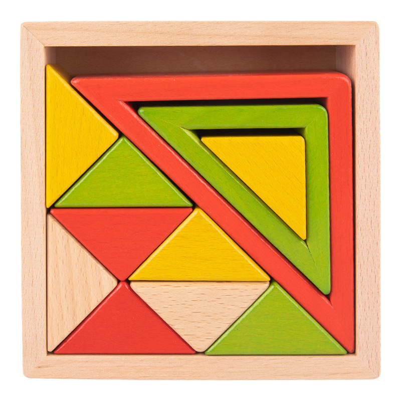 Children's Early Education Educational Beech Large Rainbow Building Blocks Color Shape Cognition Versatile Assembly Wooden Toy