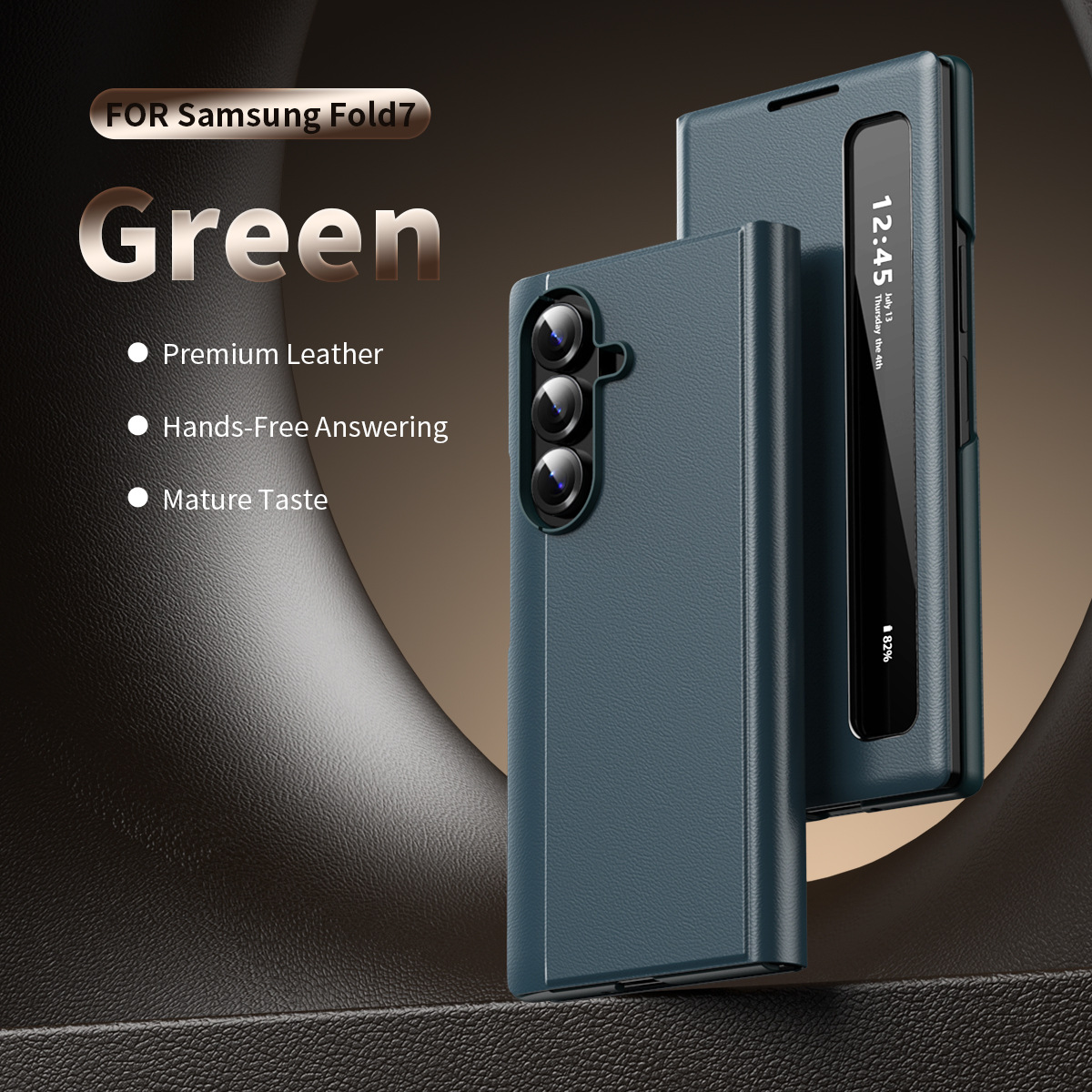 For Samsung Z Fold7 Phone Case Smart Side Window Leather Case Fold5/6 Flip Cover Bracket Anti-Fall Protection