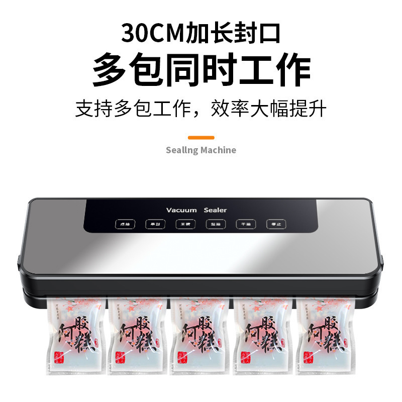 Stainless Steel Automatic Household Vacuum Sealer Food Packaging Machine Small Freshness Preservation Sealer Vacuum Compressor