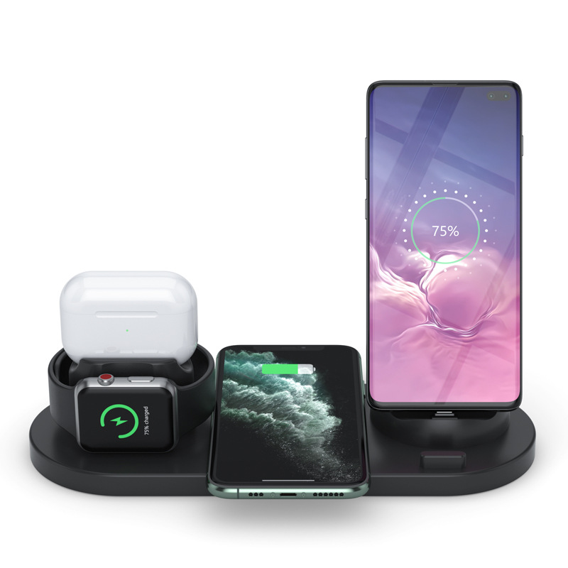 New Private Mold Six-in-One Wireless Charger for Phone Watch Earphone Vertical Wireless Charging Stand Multi-function
