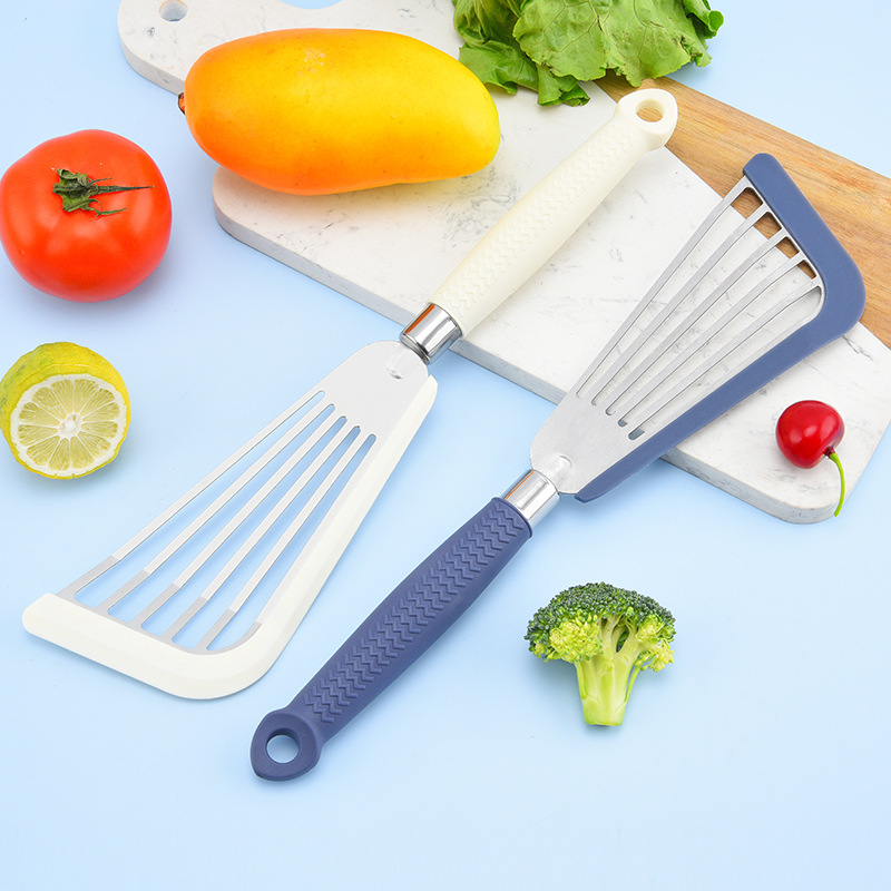 Silicone Cooking Fish Slotted Spatula Household Kitchen Stir-fry Spatula Stainless Steel Steak Spatula Non-stick Pan Kitchenware