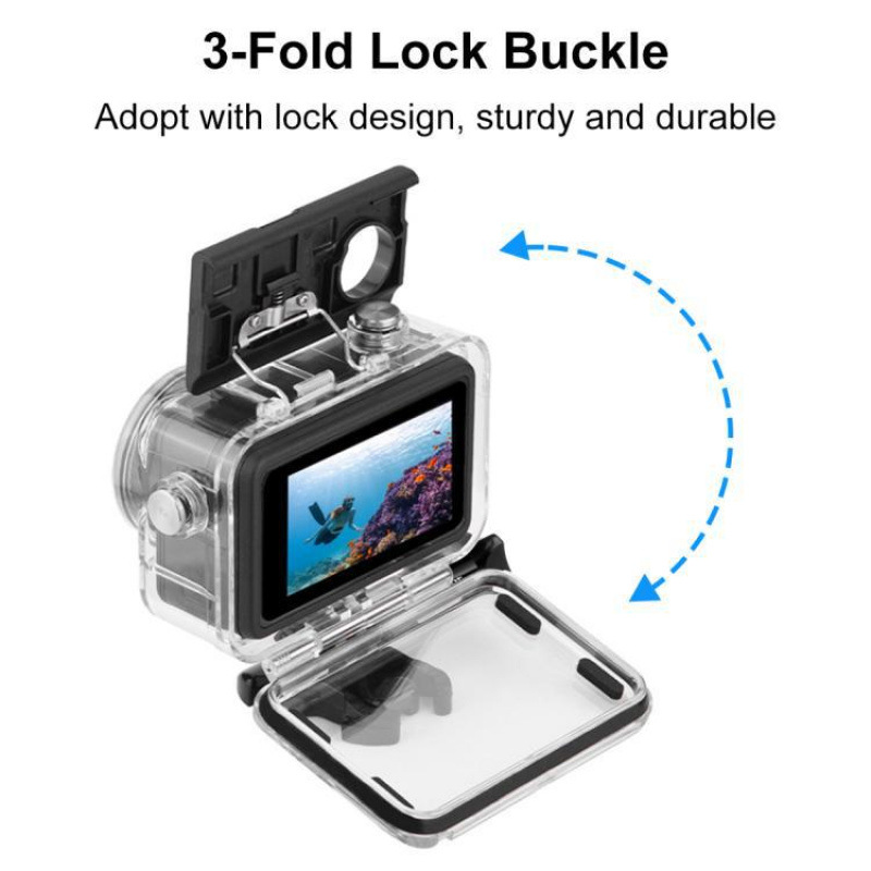 Waterproof Housing for DJI Action5 Pro/4 with Cold Shoe Mount & Base Long Screw