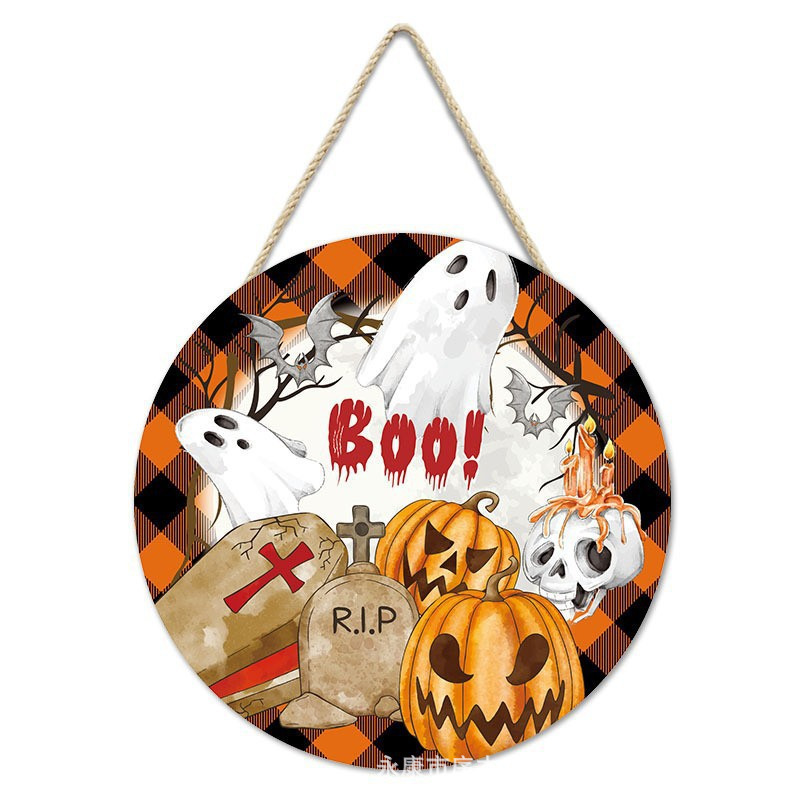 Halloween Wooden Craft Welcome Door Sign Hanging Ornament Holiday Door Sign Wall Sign Decoration