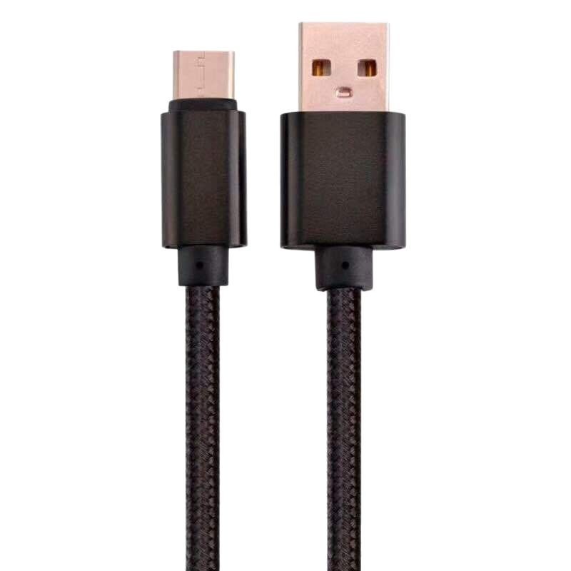 2A Solid Color Nylon Braided Data Cable Heavy Metal Fast Charging Cable for Android Huawei Type-C