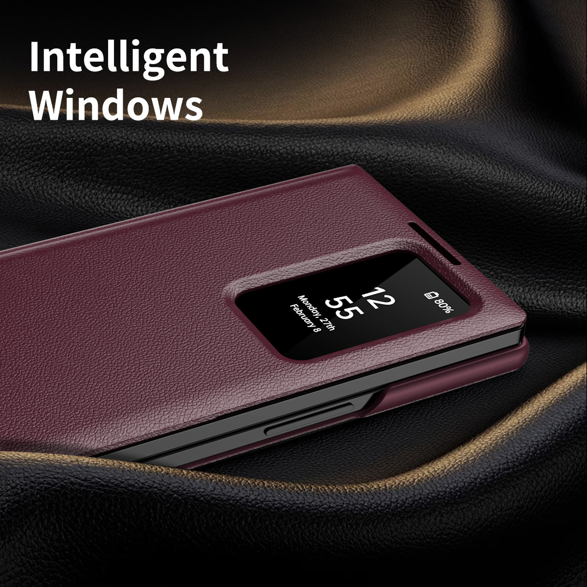 For Samsung Z Fold7/6 Phone Case Smart View Window Card Slot Business Leather Case Flip Cover Bracket Anti-Fall
