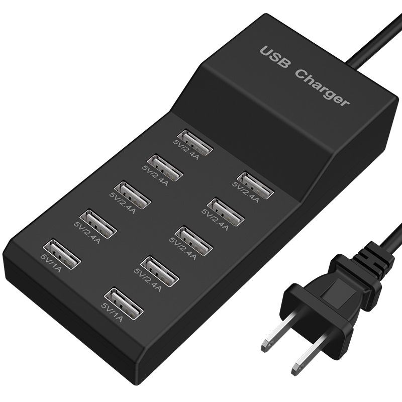 10-port USB Multi-port Charger 5V2A Phone Charging Station 50W Desktop Charging Station Home Socket
