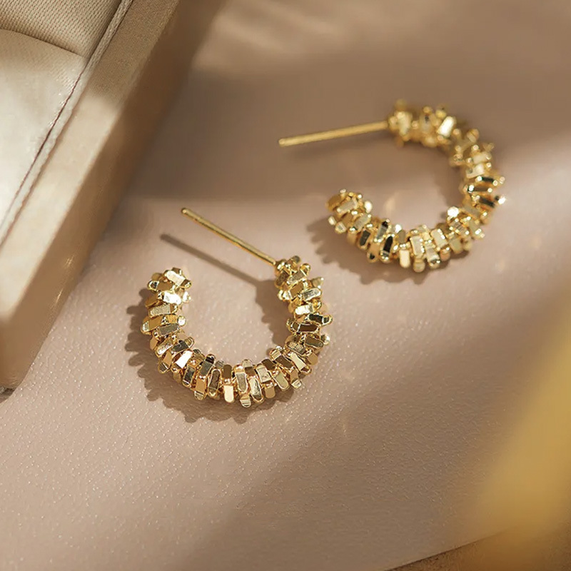 S925 silver needle cauliflower metal ear hoop women ear studs small earrings ear accessories