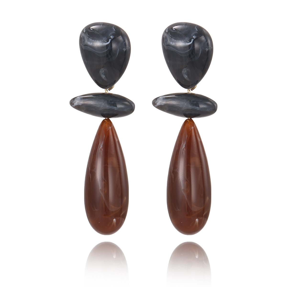Kenjie earrings exaggerated oval resin long stud earrings for women