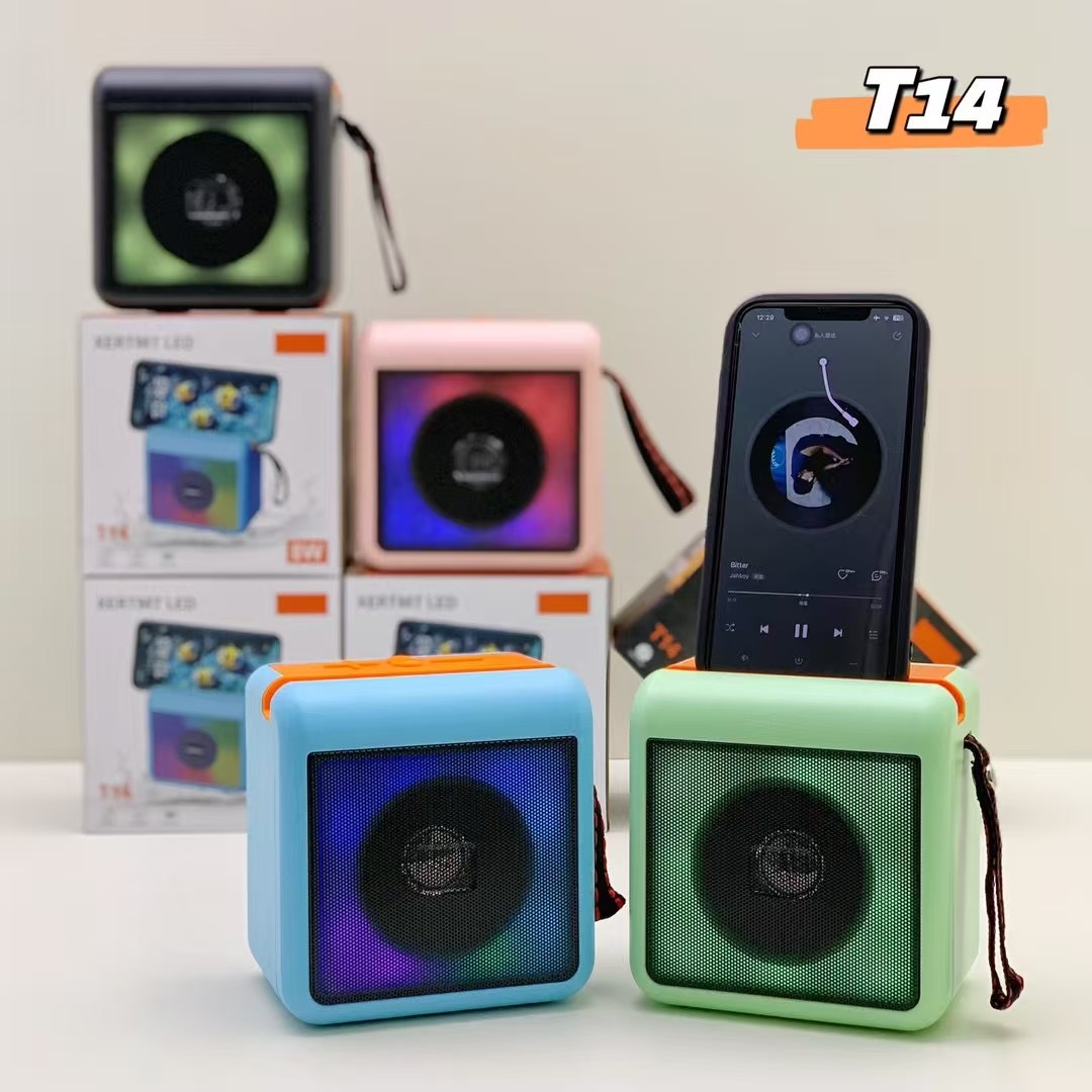 New T14 Handle Bluetooth Speaker Outdoor Wireless Subwoofer Colorful Light Portable Phone Stand Speaker