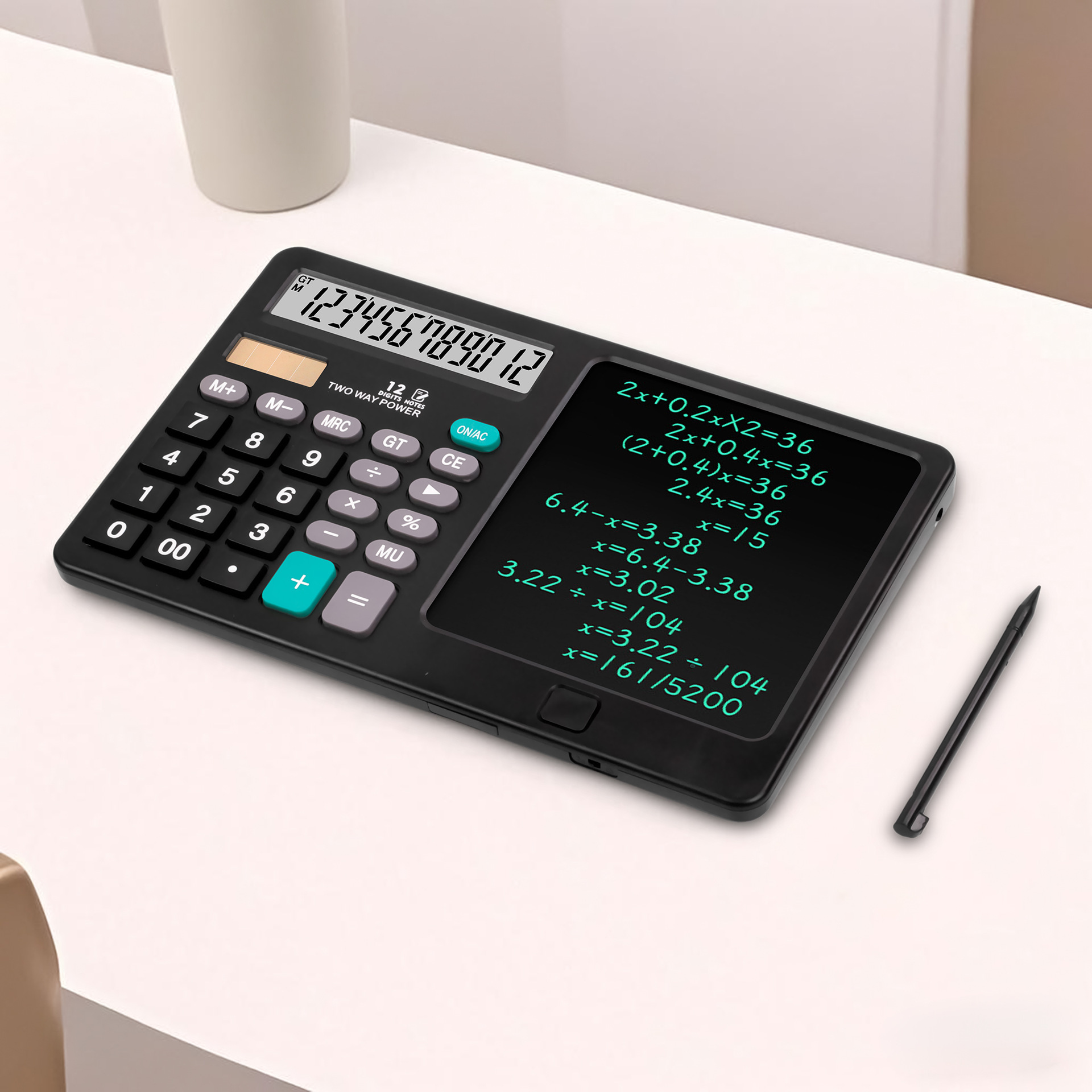 Writing Pad Calculator for Office Accounting Students Special Dual Power Two-in-One Writing Computer