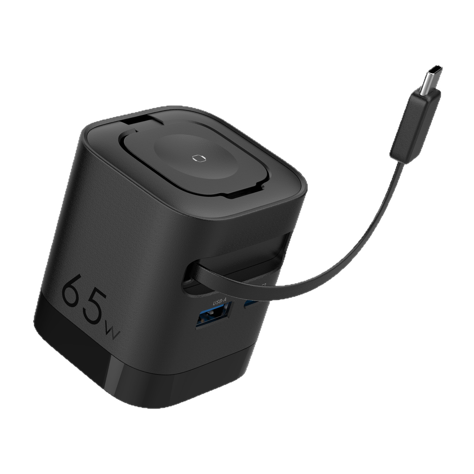 New PD65W GaN Charger Retractable Cable Charger for Apple Huawei Phone Charging Head