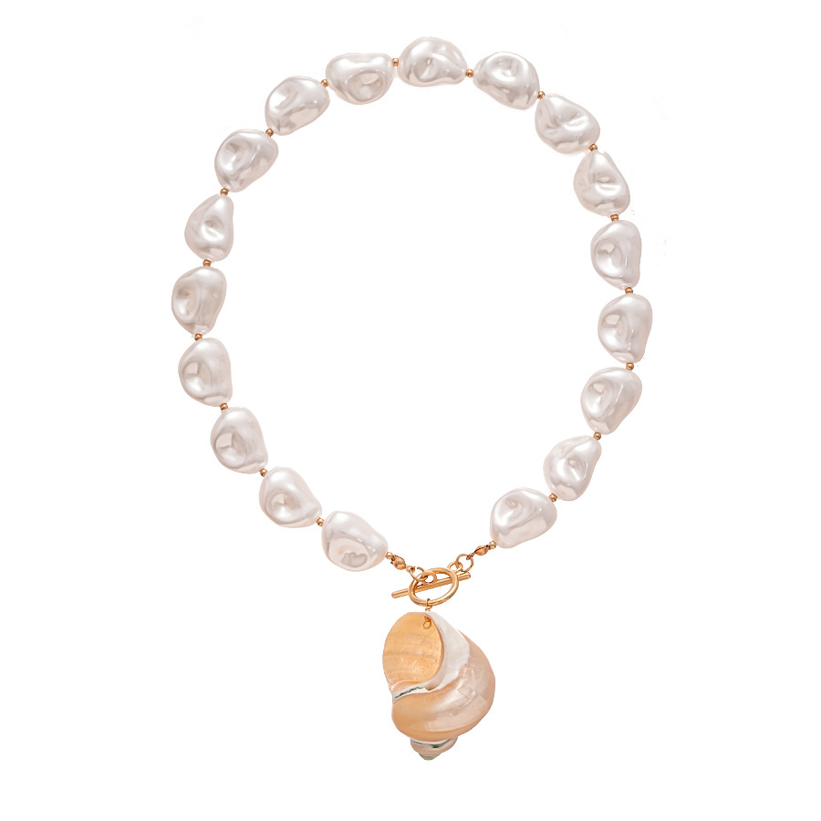 Ocean vacation style shell conch imitation pearl collarbone necklace niche women's accessory