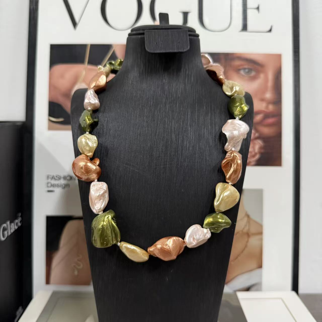 Jewelry Irregular Baroque Pearl Necklace for Women, Plated Tooth-Shaped Beads, Imitation Baroque Style Shell Pearl Accessories
