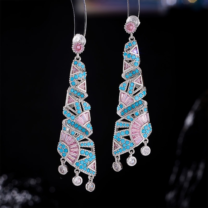 Heavy Craft Earrings Geometric Niche Ethnic Style Earrings s925 Silver Needle Earrings for Women