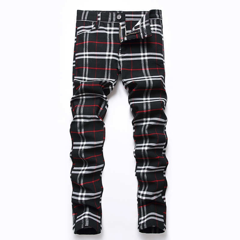 New Men's Color Block Slim Fit Casual Pants Sweatpants Young Men Straight Leg Pants