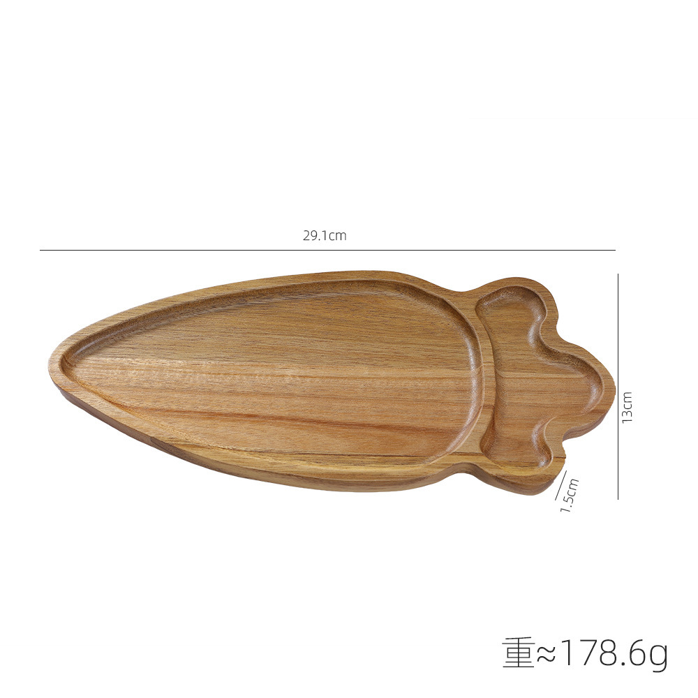 Acacia Wood Rectangular Tray Solid Wood Heat-Resistant Oval Bread Board Serving Platter for Home