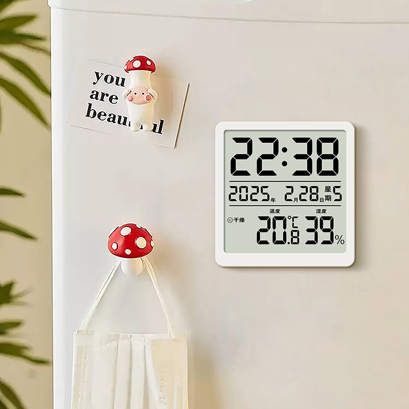Ultra-Thin Thermometer Clock Indoor Home Multifunctional Alarm Clock Electronic Temperature Meter Magnetic Refrigerator 3702