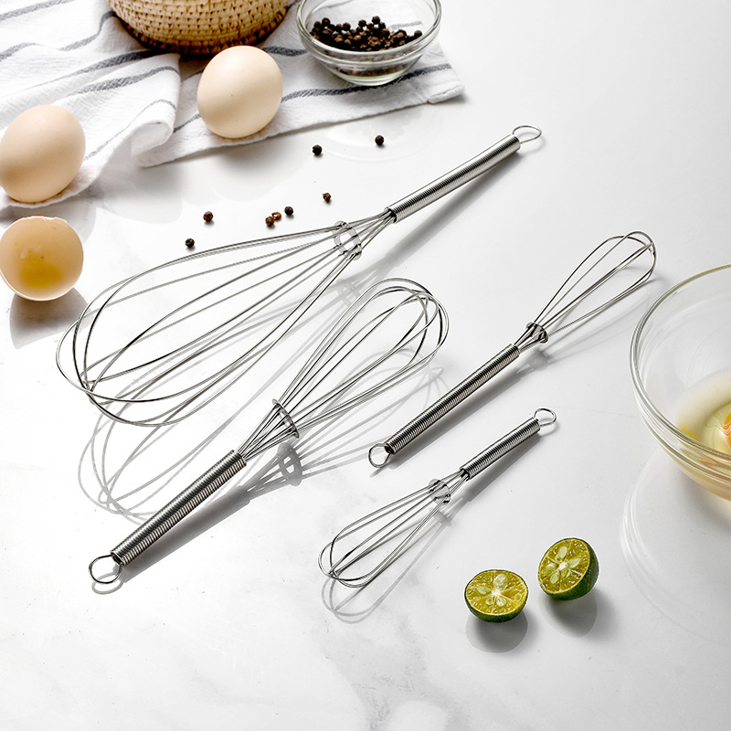 430 Stainless Steel Mini Spring Handle Manual Egg Beater Small Egg Whisk Cream Whipper